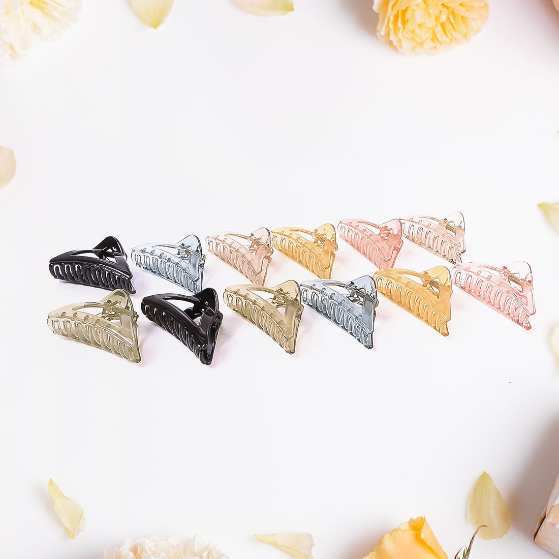 Fashionable triangle shaped plastic hair clamp clip in assorted translucent colors