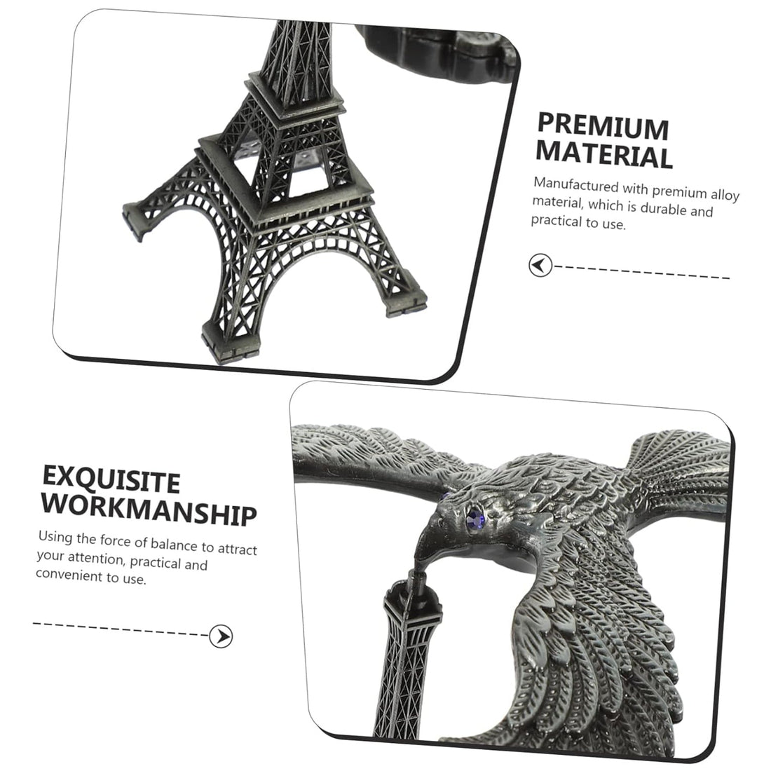 The Balancing Eagle Toy displayed on a modern wooden desk, adding a unique and intriguing accent to the workspace.