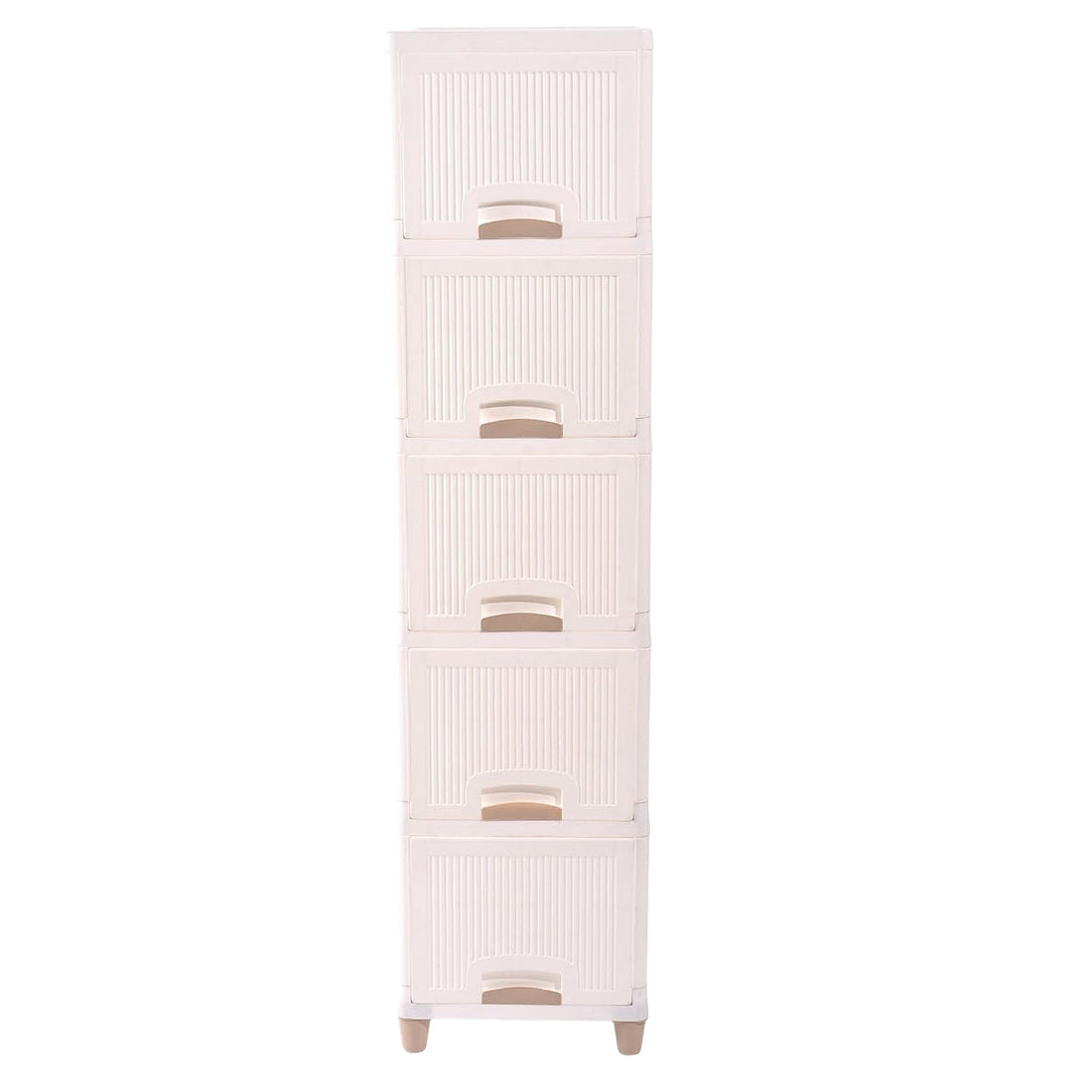 Stacked plastic storage drawers ideal for toys and clothes organization