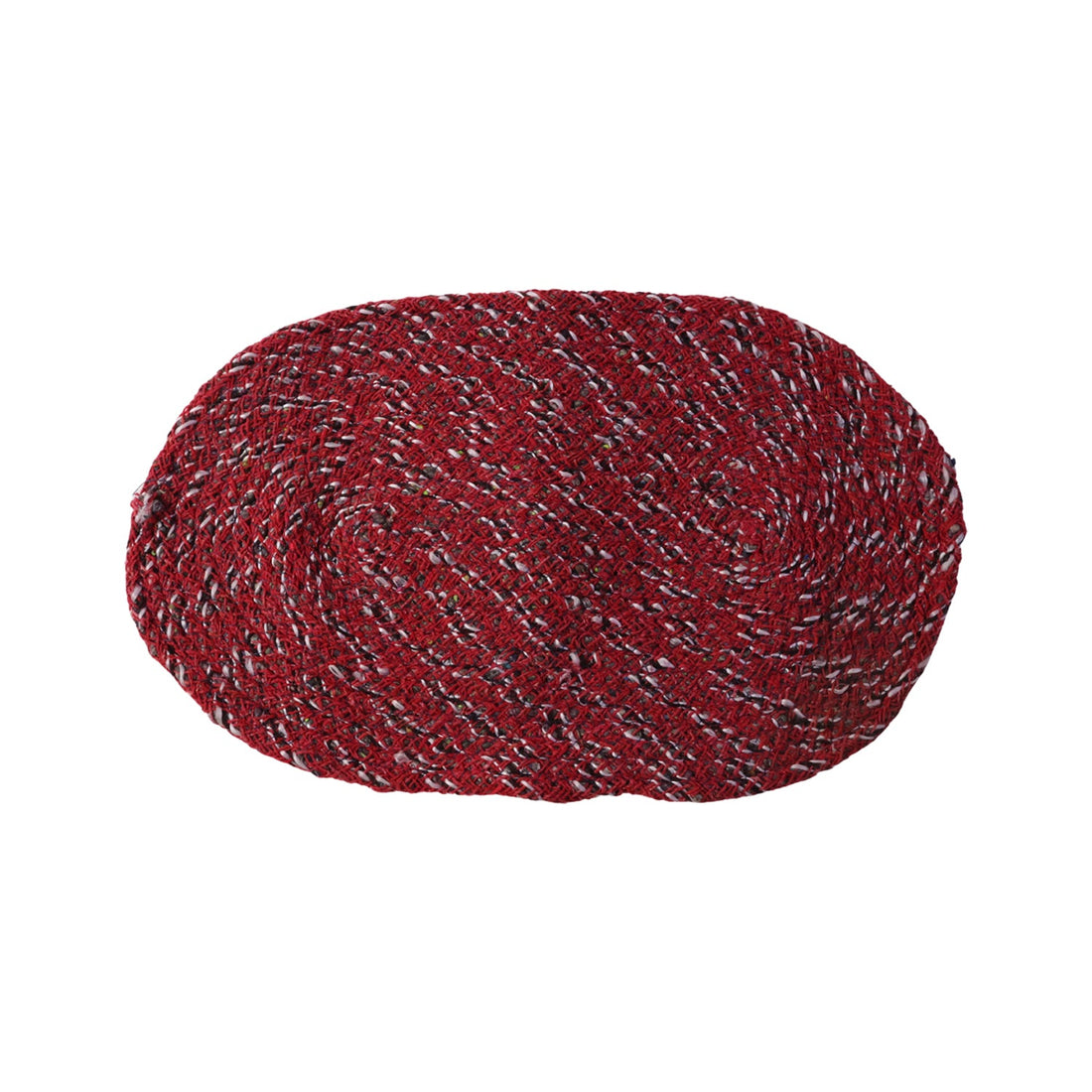 Red braided welcome mat with non-slip backing