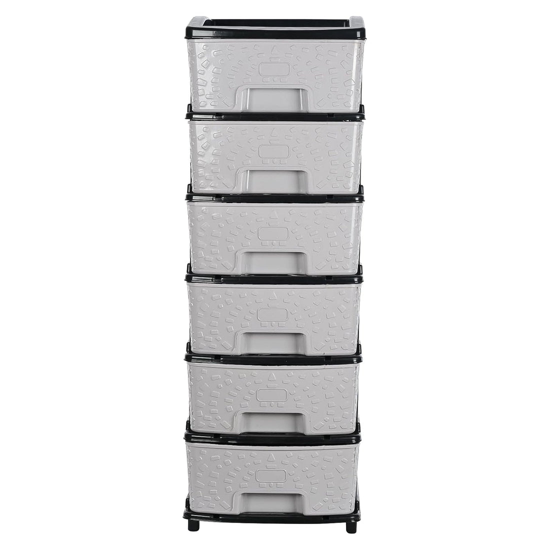 Stone wave design textured plastic drawers on 6-layer storage cabinet