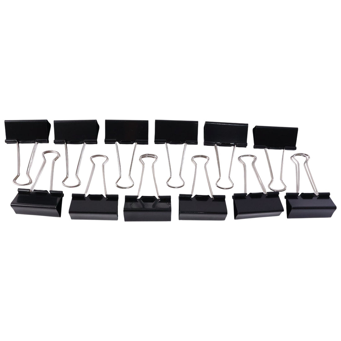 Multiple black binder clips for organizing files