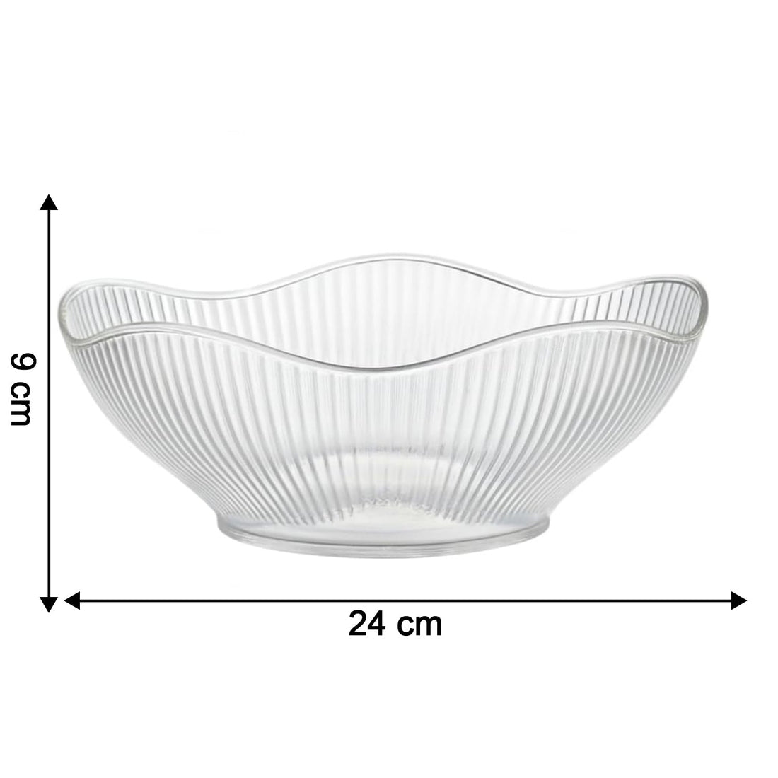 Empty plastic fruit storage basket with ripple design