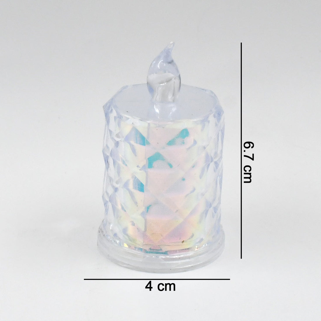 A side view of the flameless LED candle showing its realistic flickering flame effect.