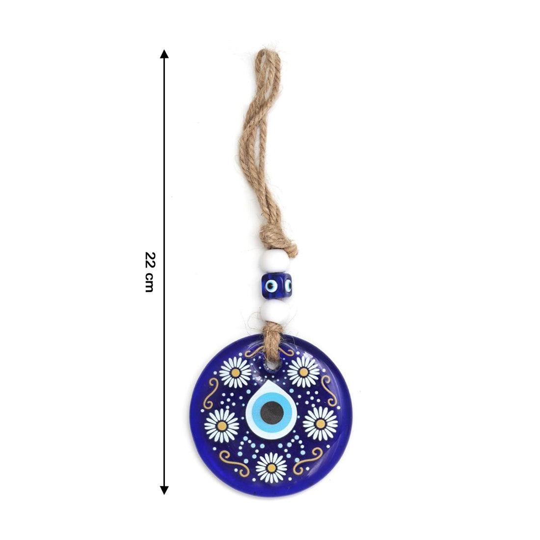 Full length Evil Eye Wall Hanging displayed on white wall showcasing traditional design