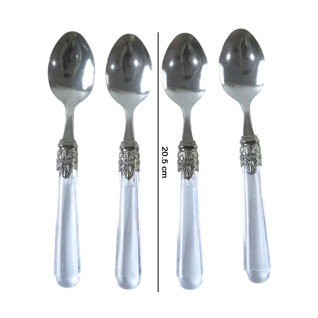 Food-grade stainless steel dessert spoons with stylish transparent handles
