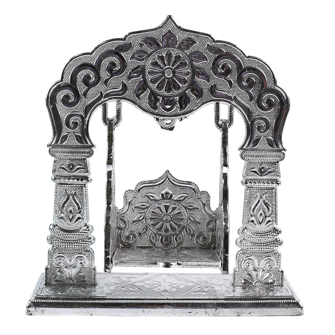 Shreeji Jhoolan silver-coated decorative swing crafted for Krishna idols