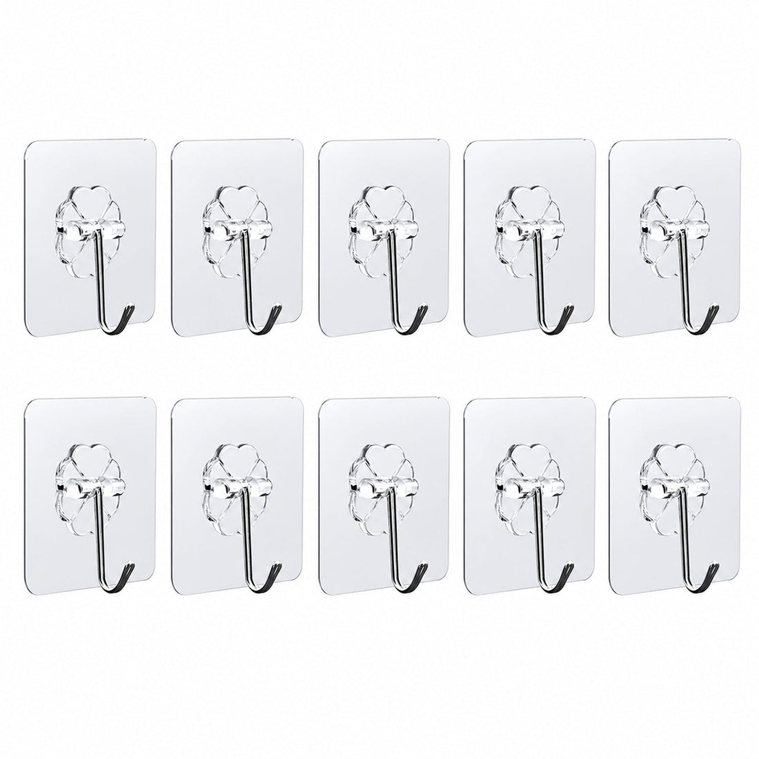 Transparent adhesive hooks set on wall