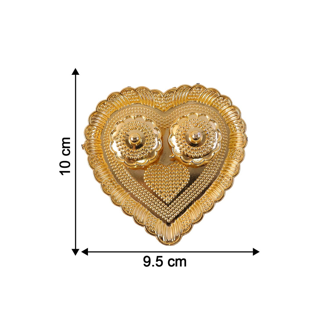 Size guide for heart-shaped kumkum holder