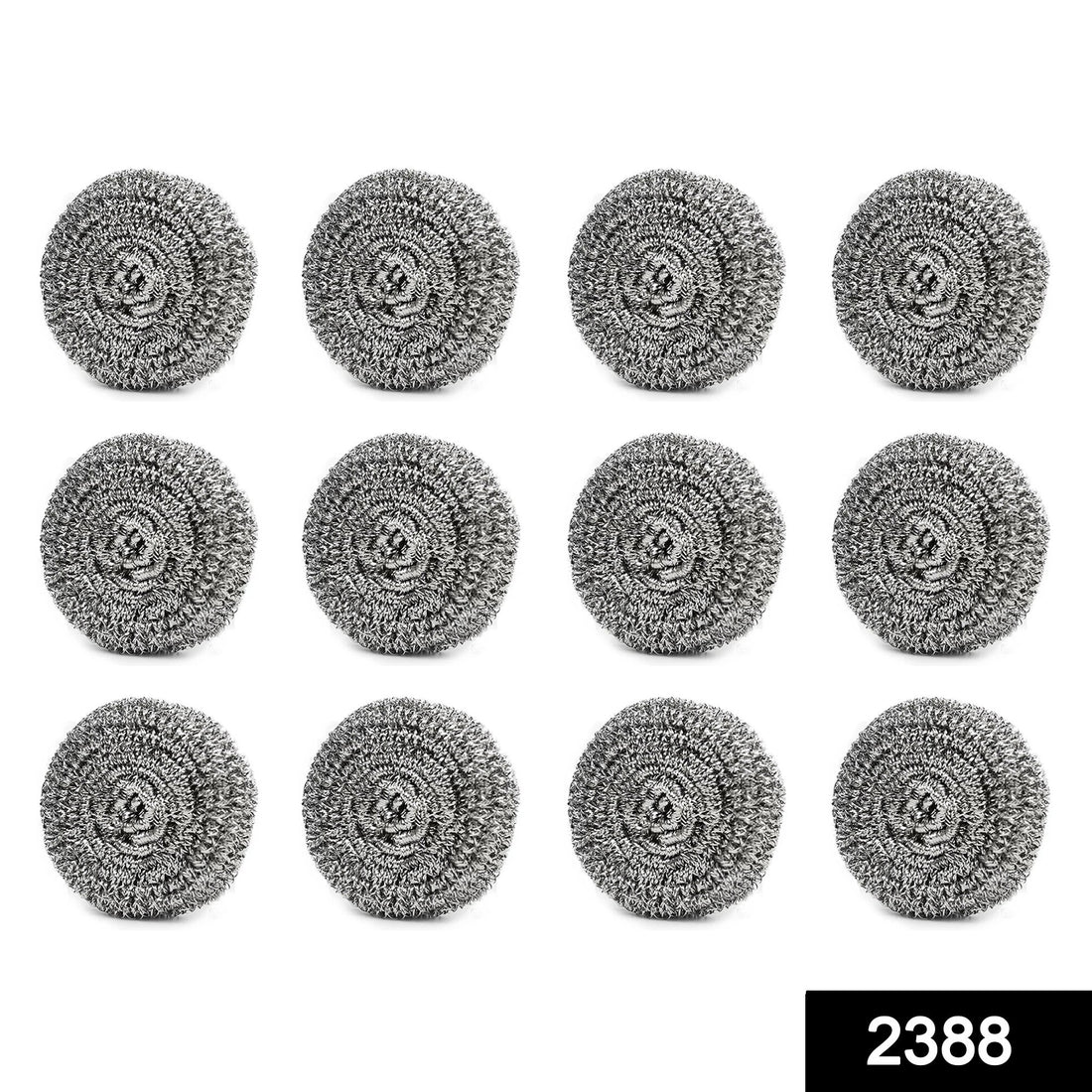 Close-up of a single stainless steel scrubber ball, showcasing its durable wire mesh.