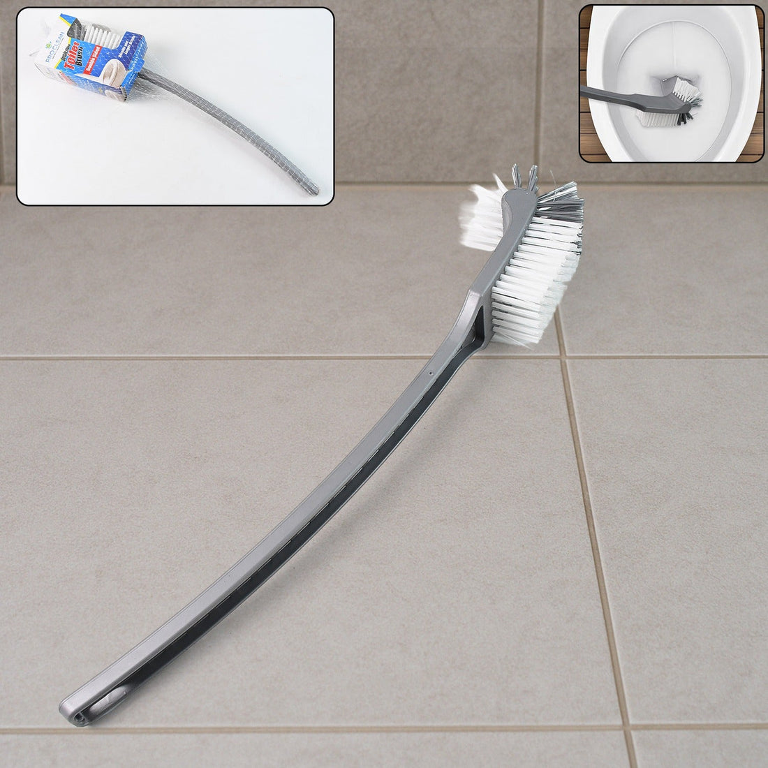 Pro Clean long handle toilet brush with curved nylon bristles for deep cleaning