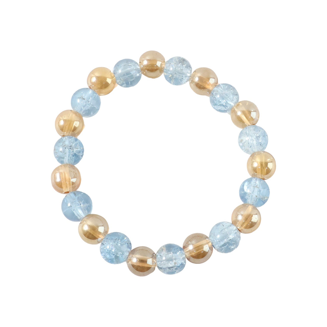 Display of crystal beaded dual-tone stretch bracelet