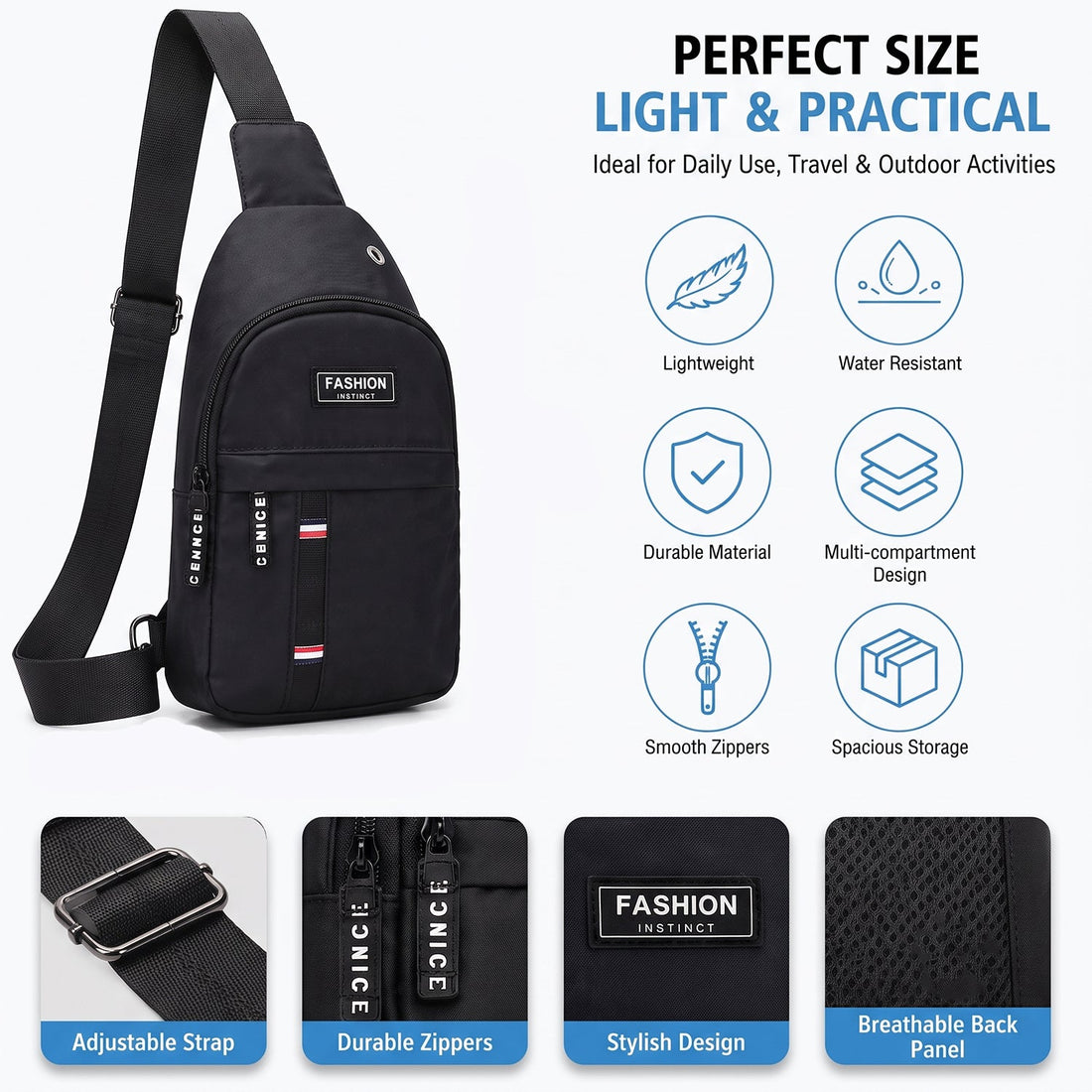 Waterproof USB Charging Sling Bag – Travel & Crossbody | FERVENT