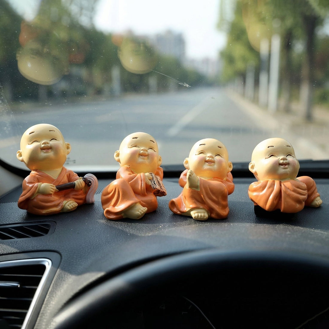 Happy Mini Monk Buddha figurine with joyful smile and detailed features