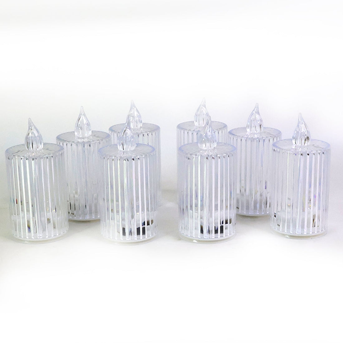 Crystal-effect LED candle lights set providing smokeless ambient lighting