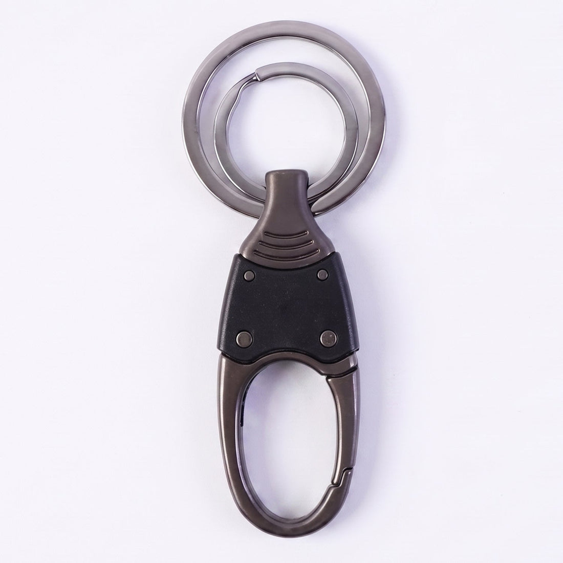 Dual ring metal key holder holding multiple keys securely