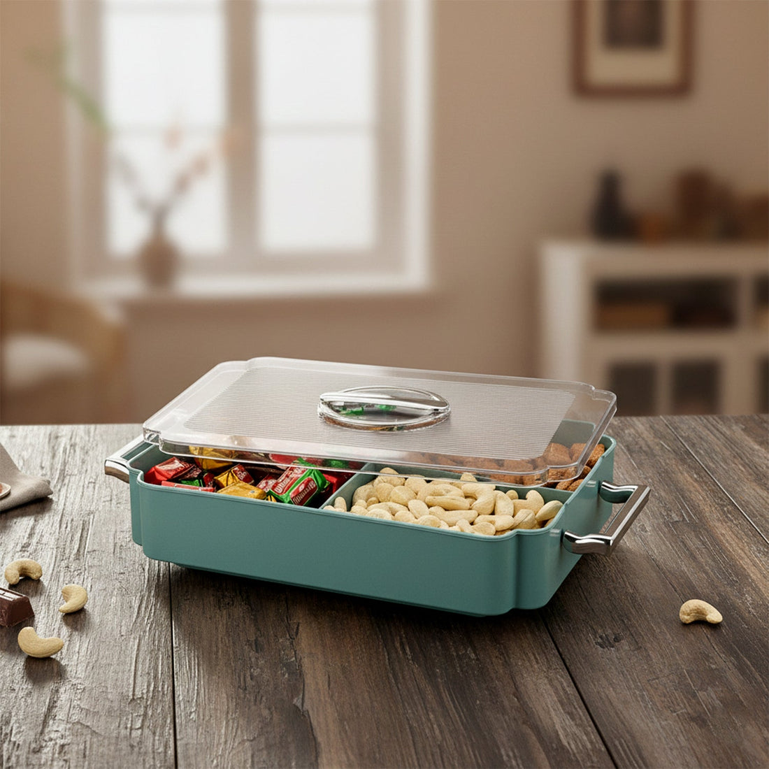 Kitchen organizer box for dry snacks and namkeen in plastic storage container