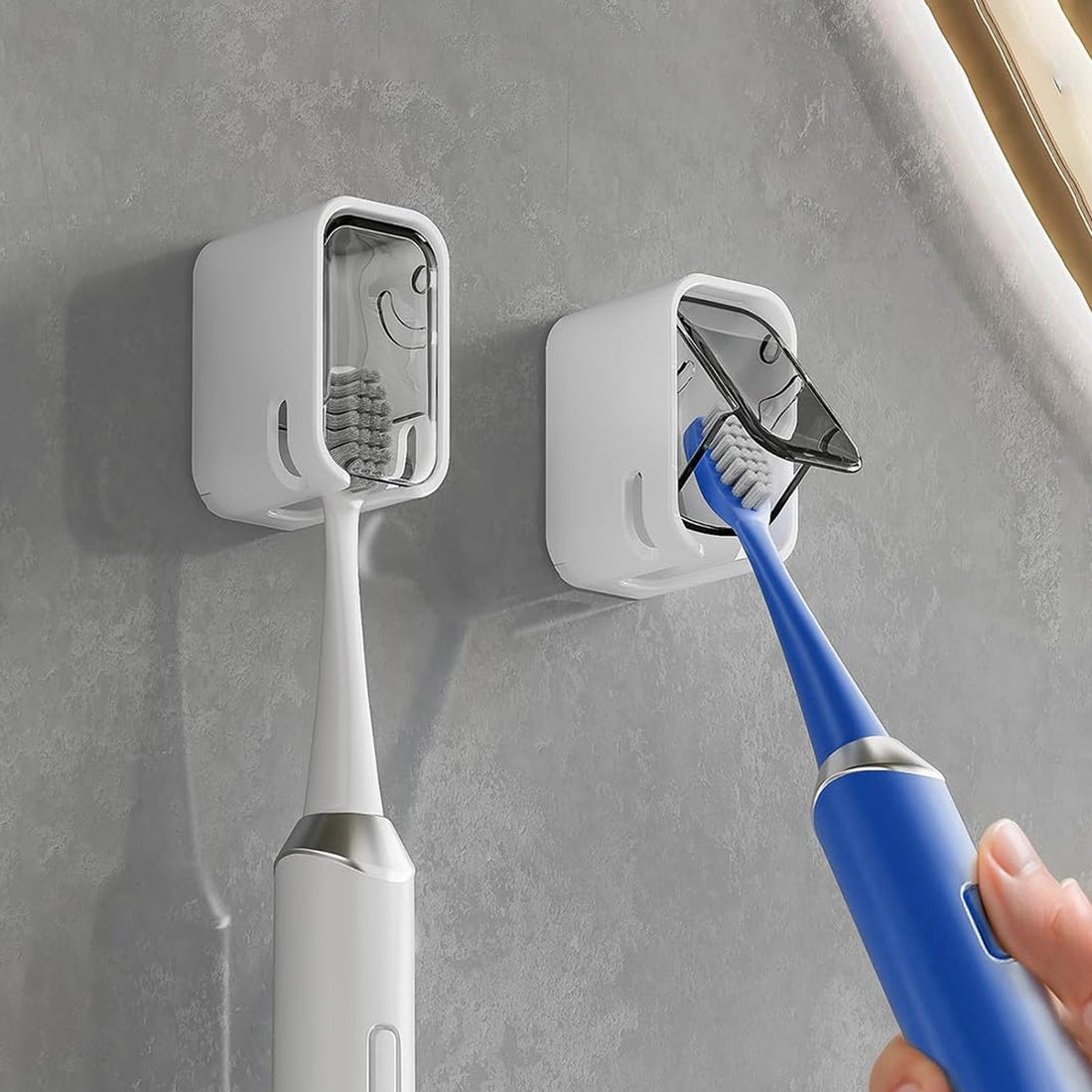 Wall mount toothbrush holder bathroom