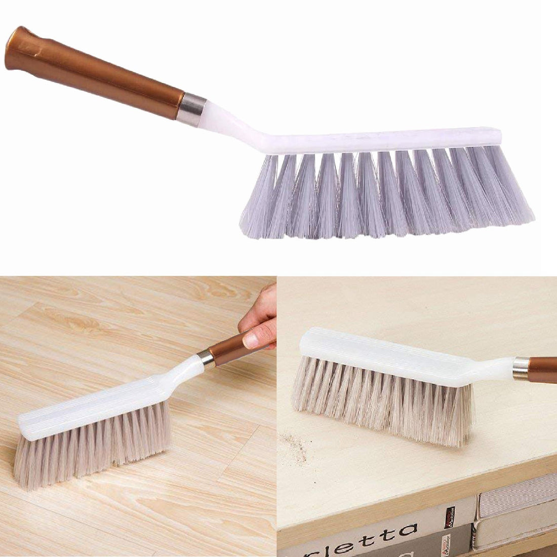 Sturdy household cleaning brush with a long handle, suitable for floors and various surfaces.