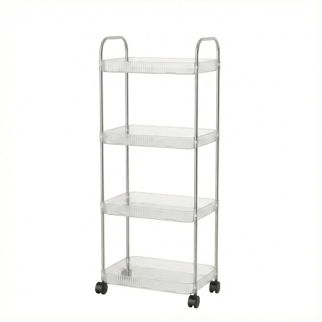 Compact multipurpose storage trolley with four layers and wheels