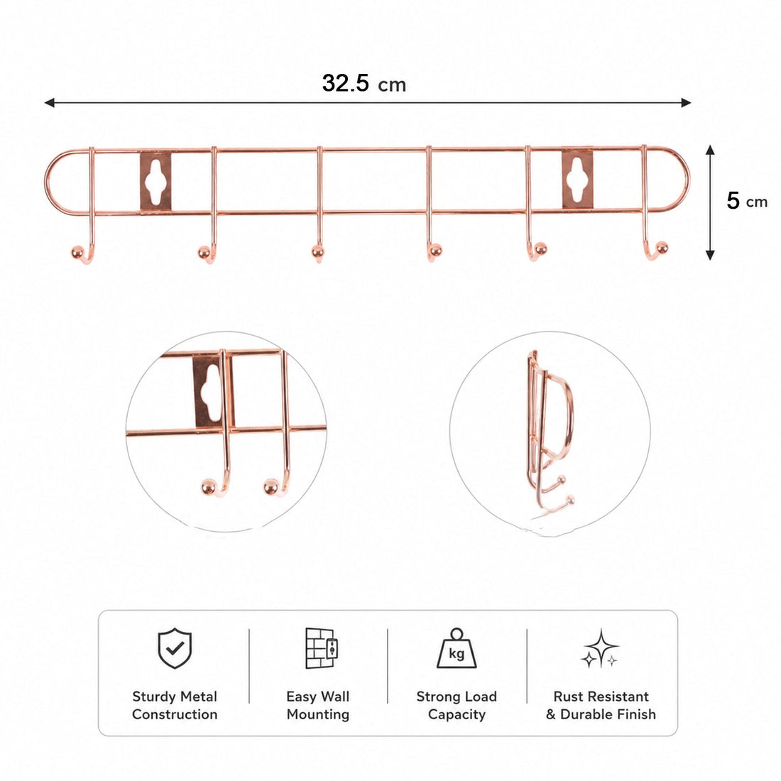 Size guide for wall hook rack